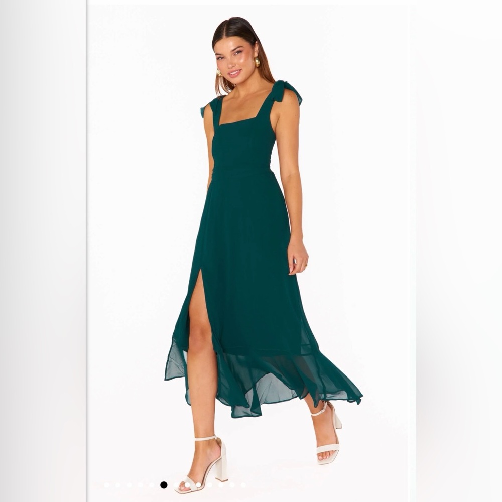 Show Me Your Mumu Claire Dress in Emerald Chiffon
